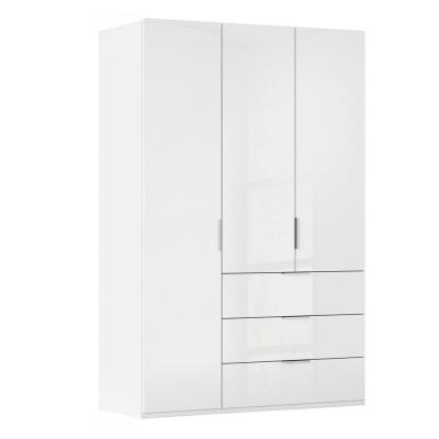 Rauch Miramar Type-5 151cm 3 Door Wardrobe with Drawer - Alpine White and Crystal White Glass