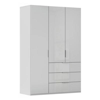 Rauch Miramar Type-5 151cm 3 Door Wardrobe with Drawer - Silk Grey and Silk Grey Glass