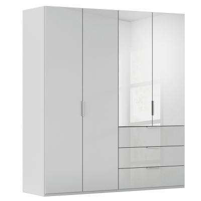 Rauch Miramar Type-5 201cm 4 Door Combi Wardrobe - Silk Grey and Silk Grey Glass