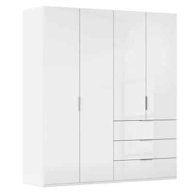 Rauch Miramar Type-5 201cm 4 Door Wardrobe with Drawer - Alpine White and Crystal White Glass