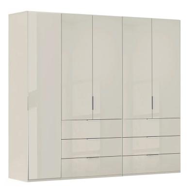 Rauch Miramar Type-5 251cm 5 Door Wardrobe with Drawer - Champagne and Champagne Glass