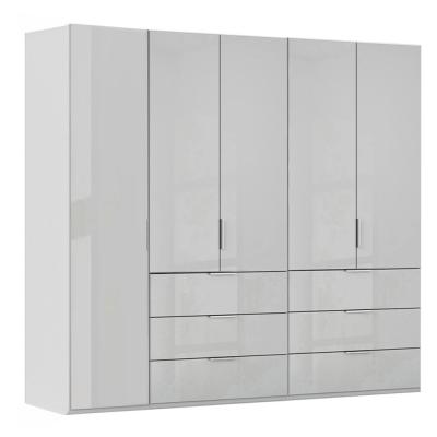 Rauch Miramar Type-5 251cm 5 Door Wardrobe with Drawer - Silk Grey and Silk Grey Glass