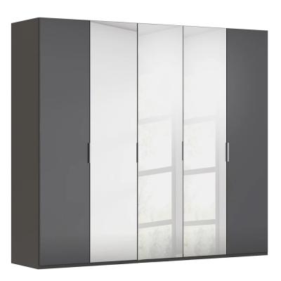 Rauch Miramar Type-5 251cm 5 Door Wardrobe with Mirror - Graphite and Basalt Glass