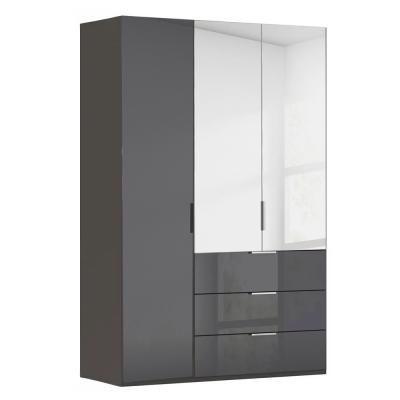 Rauch Miramar Type-5 151cm 3 Door Combi Wardrobe - Graphite and Basalt Glass