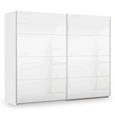 Rauch Miramar Type-3 271cm 2 Door Sliding Wardrobe - Alpine White and Crystal White Glass