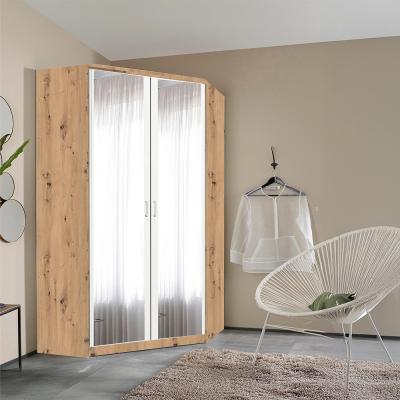 Rauch Celle Matt 117cm 2 Door Corner Wardrobe with Mirror - Artisan Oak and Alpine White