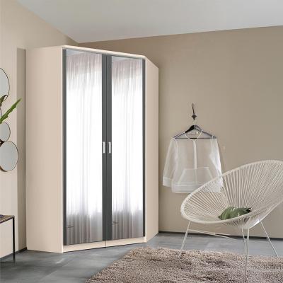 Rauch Celle Matt 117cm 2 Door Corner Wardrobe with Mirror - Champagne and Metallic Dark Grey