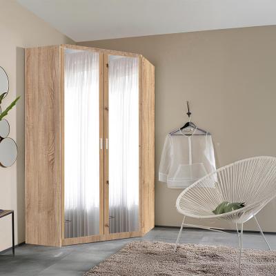 Rauch Celle Matt 117cm 2 Door Corner Wardrobe with Mirror - Sonoma Oak and Artisan Oak