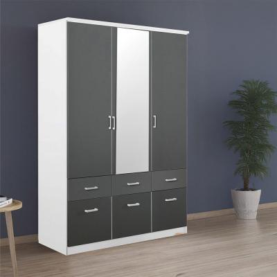 Rauch Celle Matt 136cm 3 Door Combi Wardrobe - Alpine White and Metallic Dark Grey