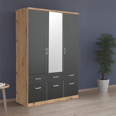 Rauch Celle Matt 136cm 3 Door Combi Wardrobe - Artisan Oak and Metallic Dark Grey
