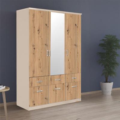 Rauch Celle Matt 136cm 3 Door Combi Wardrobe - Champagne and Artisan Oak