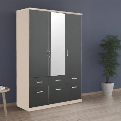 Rauch Celle Matt 136cm 3 Door Combi Wardrobe - Champagne and Metallic Dark Grey