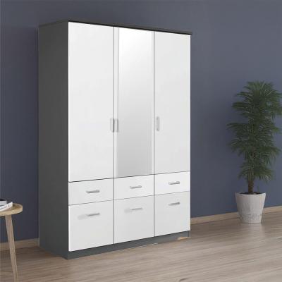 Rauch Celle Matt 136cm 3 Door Combi Wardrobe - Metallic Dark Grey and Alpine White