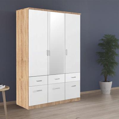 Rauch Celle Matt 136cm 3 Door Combi Wardrobe - Sonoma Oak and Alpine White