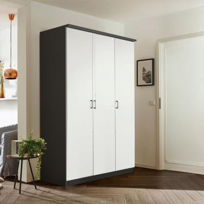 Rauch Celle Matt 136cm 3 Door Wardrobe - Metallic Dark Grey and Alpine White