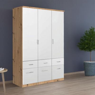 Rauch Celle Matt 136cm 3 Door Wardrobe with Drawer - Artisan Oak and Alpine White