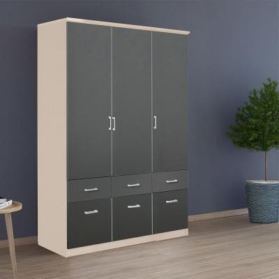 Rauch Celle Matt 136cm 3 Door Wardrobe with Drawer - Champagne and Metallic Dark Grey