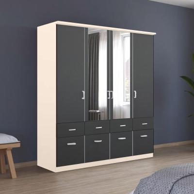 Rauch Celle Matt 181cm 4 Door Combi Wardrobe - Champagne and Metallic Dark Grey