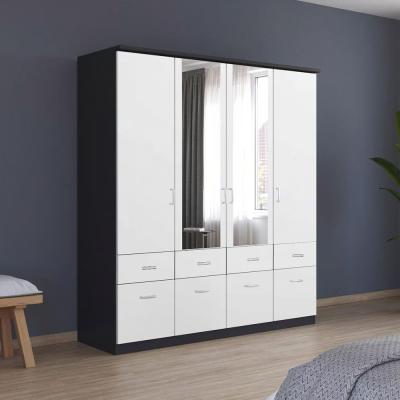 Rauch Celle Matt 181cm 4 Door Combi Wardrobe - Metallic Dark Grey and Alpine White