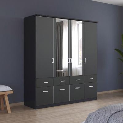 Rauch Celle Matt 181cm 4 Door Combi Wardrobe - Metallic Dark Grey