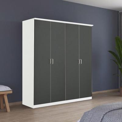 Rauch Celle Matt 181cm 4 Door Wardrobe - Alpine White and Metallic Dark Grey