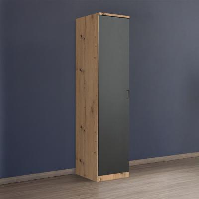 Rauch Celle Matt 47cm 1 LH Door Wardrobe - Artisan Oak and Metallic Dark Grey