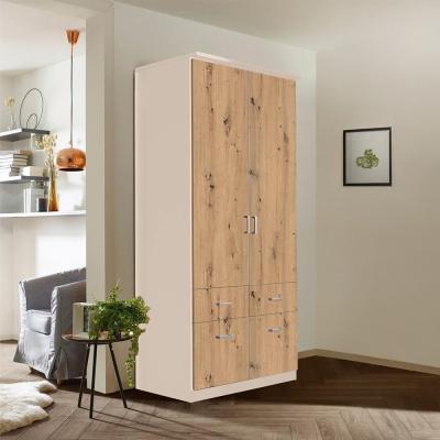 Rauch Celle Matt 91cm 2 Door Wardrobe with Drawer - Champagne and Artisan Oak