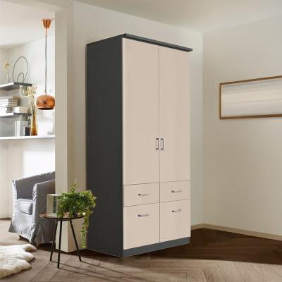 Rauch Celle Matt 91cm 2 Door Wardrobe with Drawer - Metallic Dark Grey and Champagne