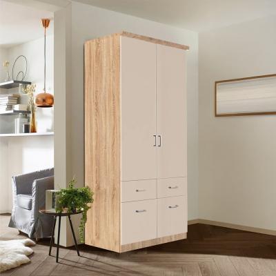 Rauch Celle Matt 91cm 2 Door Wardrobe with Drawer - Sonoma Oak and Champagne