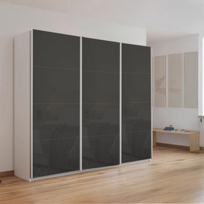 Rauch Kulmbach 203cm 3 Door Sliding Wardrobe - Alpine White and Basalt Glass