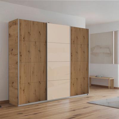 Rauch Kulmbach 203cm 3 Door Sliding Wardrobe - Artisan Oak and Champagne Glass Front