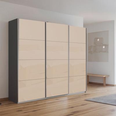 Rauch Kulmbach 203cm 3 Door Sliding Wardrobe - Metallic Dark Grey and Champagne Glass