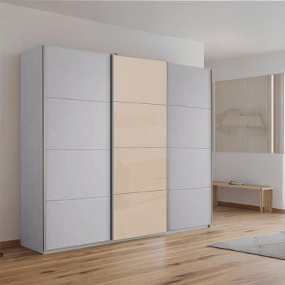Rauch Kulmbach 203cm 3 Door Sliding Wardrobe - Silk Grey and Champagne Glass Front