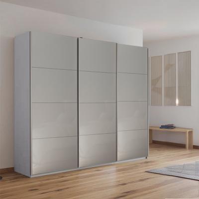 Rauch Kulmbach 203cm 3 Door Sliding Wardrobe - Silk Grey and Grey High Gloss