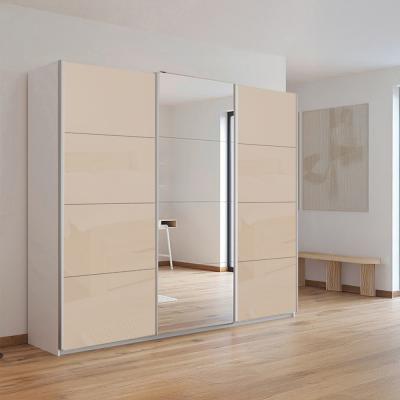 Rauch Kulmbach 203cm 3 Door Sliding Wardrobe with Mirror - Alpine White and Champagne Glass