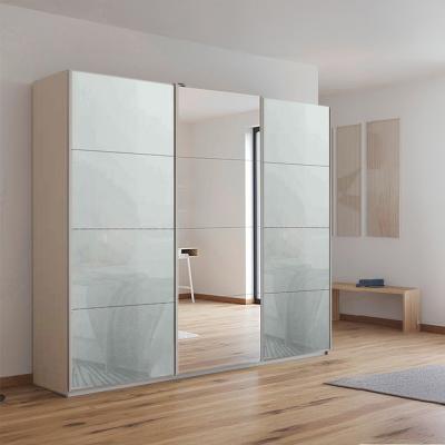 Rauch Kulmbach 203cm 3 Door Sliding Wardrobe with Mirror - Champagne and Silk Grey Glass
