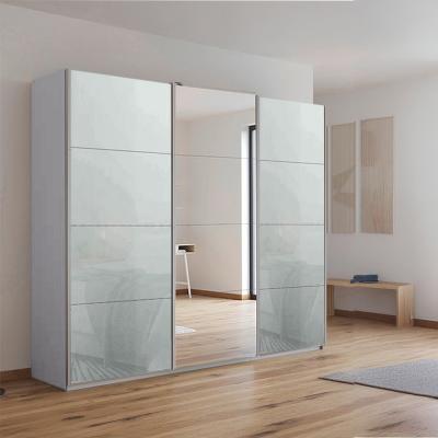 Rauch Kulmbach 203cm 3 Door Sliding Wardrobe with Mirror - Silk Grey and Silk Grey Glass