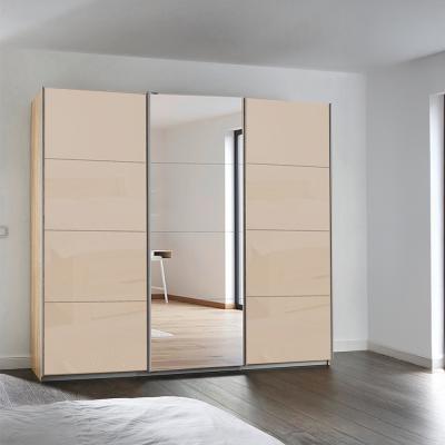 Rauch Kulmbach 203cm 3 Door Sliding Wardrobe with Mirror - Sonoma Oak and Champagne Glass