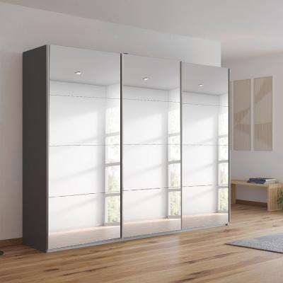 Rauch Kulmbach 271cm 3 Door Mirrored Sliding Wardrobe - Metallic Dark Grey