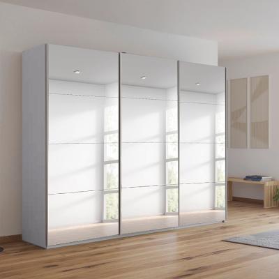 Rauch Kulmbach 271cm 3 Door Mirrored Sliding Wardrobe - Silk Grey