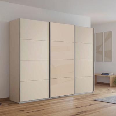 Rauch Kulmbach 271cm 3 Door Sliding Wardrobe - Champagne and Champagne Glass Front