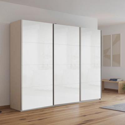 Rauch Kulmbach 271cm 3 Door Sliding Wardrobe - Champagne and White High Gloss