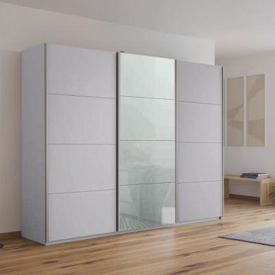 Rauch Kulmbach 271cm 3 Door Sliding Wardrobe - Silk Grey and Silk Grey Glass Front