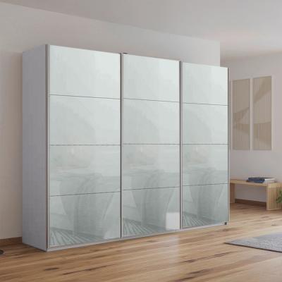 Rauch Kulmbach 271cm 3 Door Sliding Wardrobe - Silk Grey and Silk Grey Glass