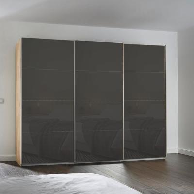 Rauch Kulmbach 271cm 3 Door Sliding Wardrobe - Sonoma Oak and Basalt Glass