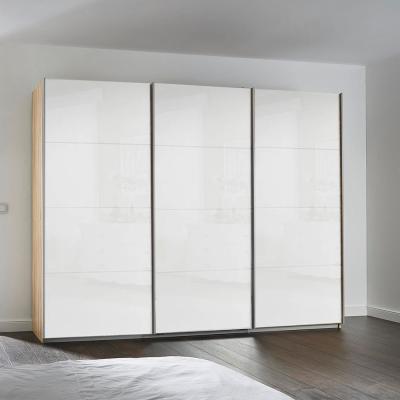 Rauch Kulmbach 271cm 3 Door Sliding Wardrobe - Sonoma Oak and White High Gloss