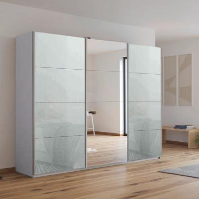 Rauch Kulmbach 271cm 3 Door Sliding Wardrobe with Mirror - Silk Grey and Silk Grey Glass