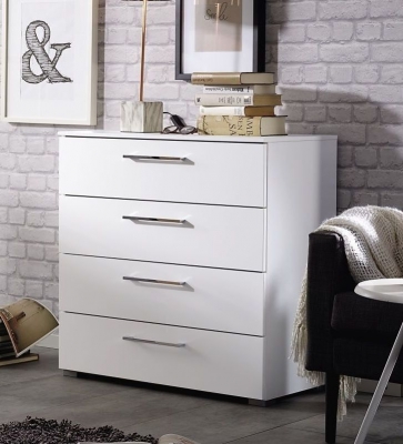 Product photograph of Aldono 4 Drawer Chest In Alpine White With High Gloss White - W 80cm from Choice Furniture Superstore