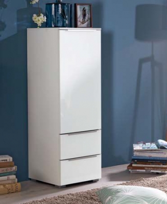Product photograph of Aldono Deluxe 1 Left Door 2 Drawer Chest In Alpine White from Choice Furniture Superstore