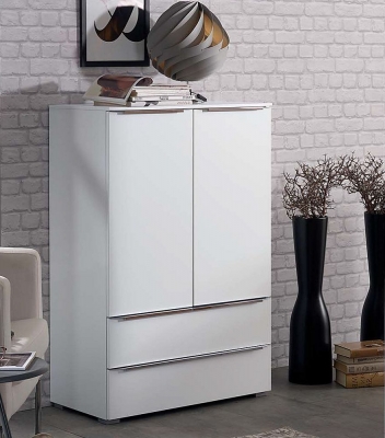 Product photograph of Aldono Deluxe 2 Door 2 Drawer Chest In Alpine White from Choice Furniture Superstore